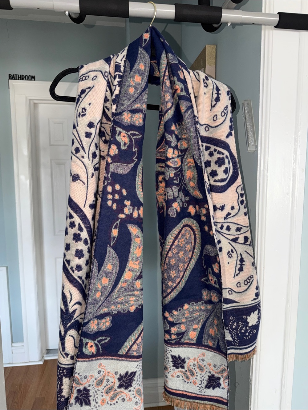 Elegant Navy and Cream Paisley Women's Scarf